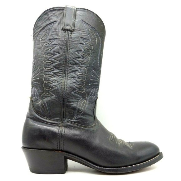 Double H Black Leather Cowboy Western Boots Shoes Men's 10 D